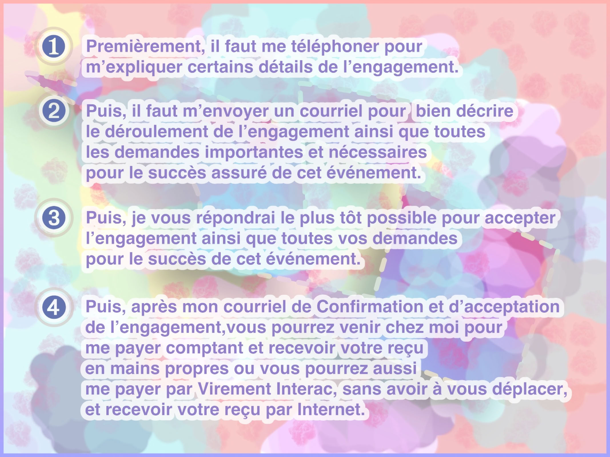 Description des étapes pour le client